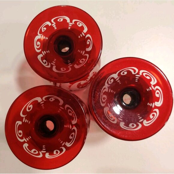 Vtg EGERMANN Ruby Wine Glass Stag Red Staining Bohemian Baroque 2.5x4.5" - Picture 6 of 16